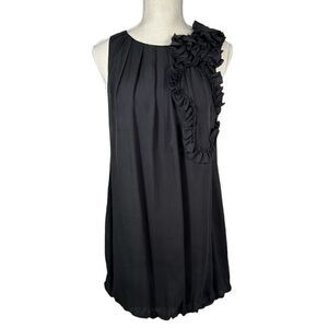 Marciano Black Ruffle Appliqué Sleeveless Bubble Mini Dress